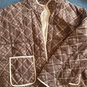 Women’s Free People Brown and Cream Quilted Jacket
